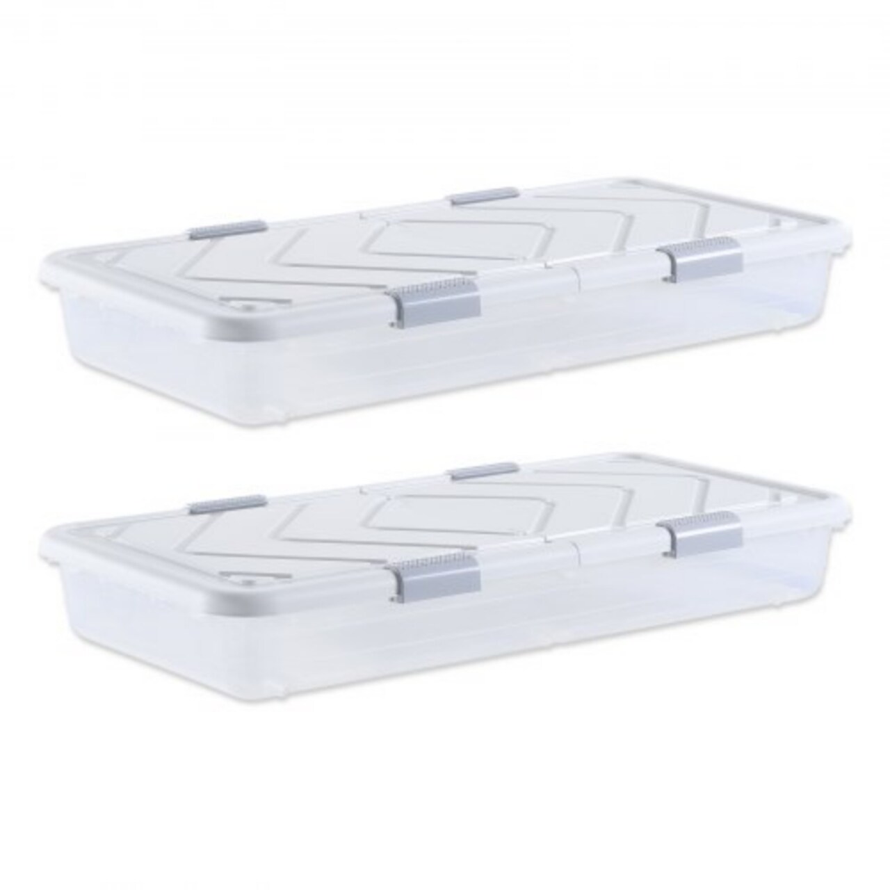 57L Clear Plastic 2 Pack Extra Large Under Bed Storage Organizer with Wheels and Stackable